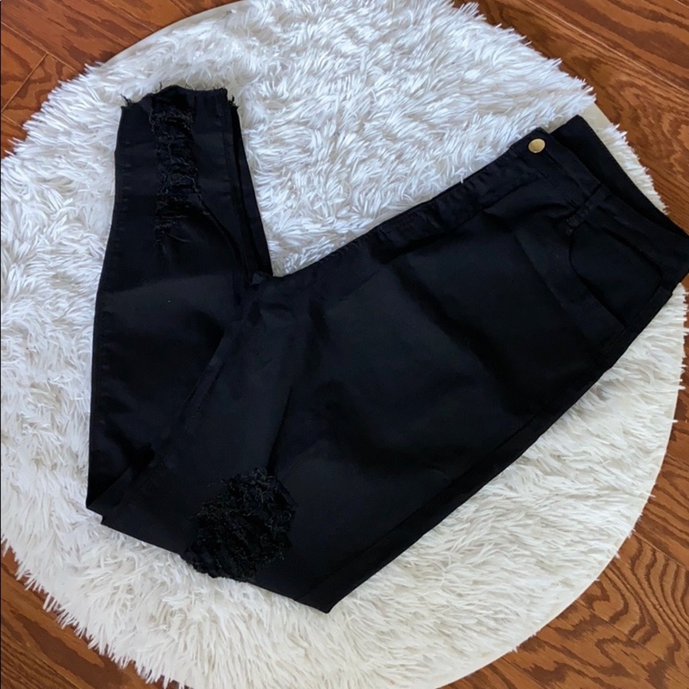Black Distressed Jeggings Sz 3XL